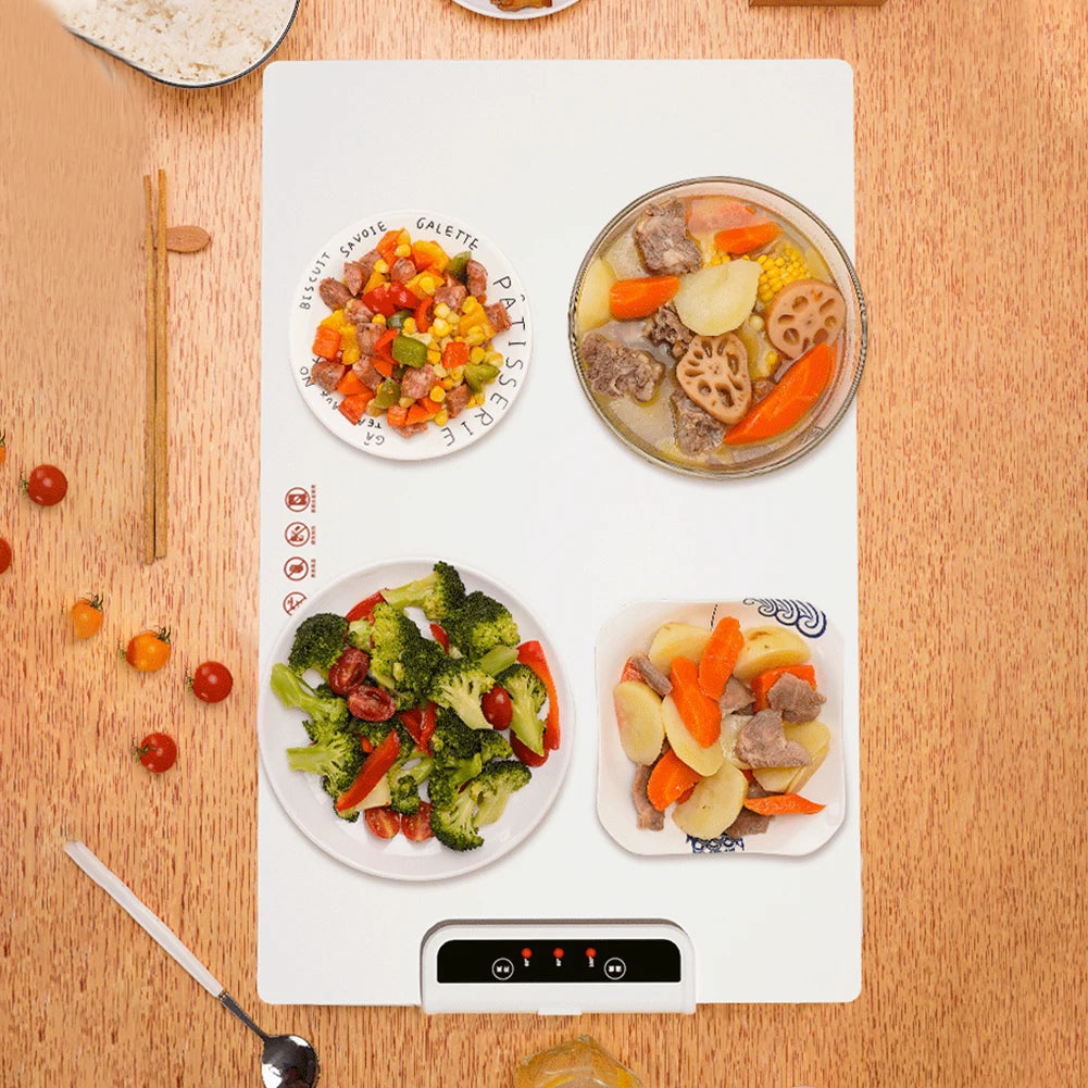 Foldable Electric Warming Tray – Portable Silicone Food Warmer Mat with Adjustable Temperature & Timer for Even Heating