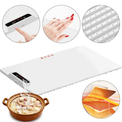 Foldable Electric Warming Tray – Portable Silicone Food Warmer Mat with Adjustable Temperature & Timer for Even Heating